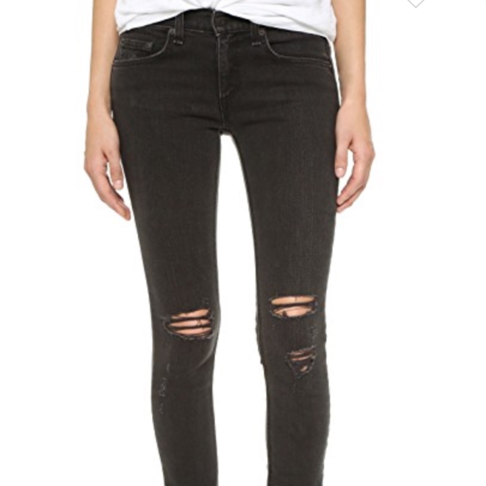 Rag and Bone Skinny Black Jeans Ripped